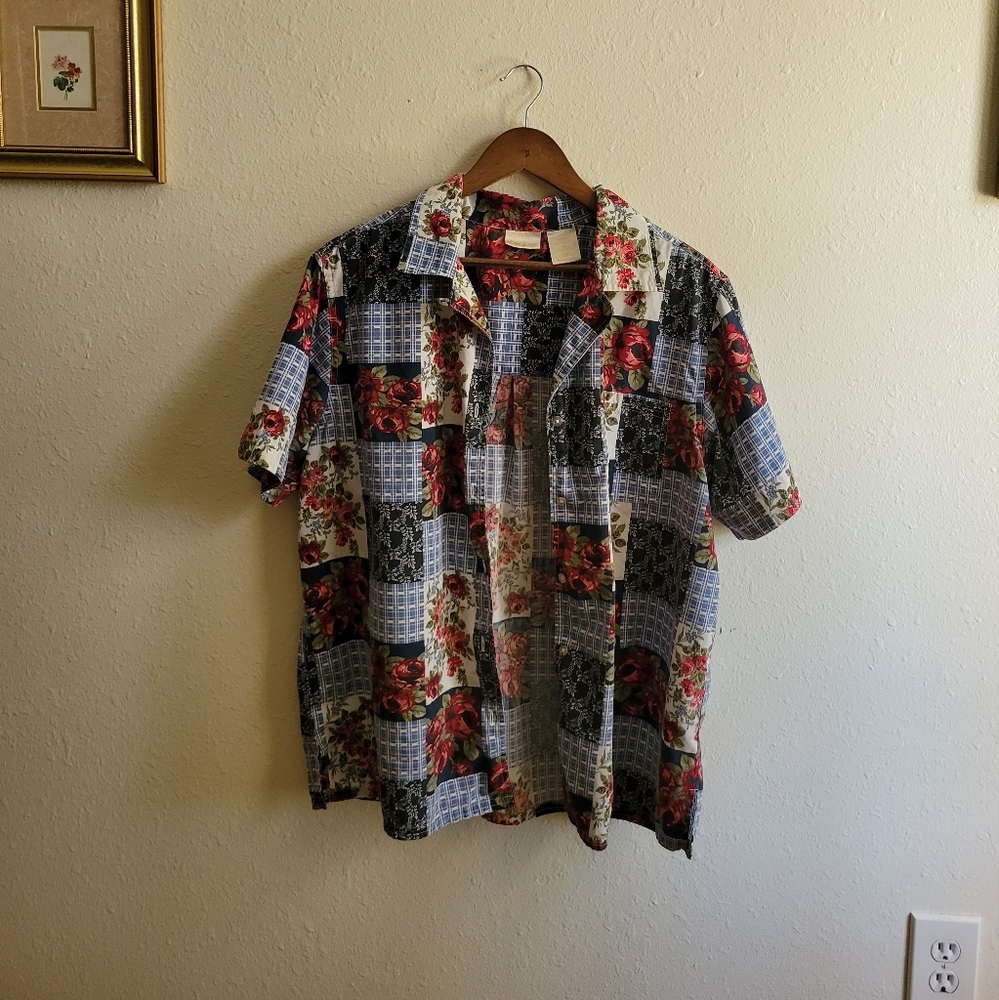 Vintage Rose Patchwork Button Up - image 3